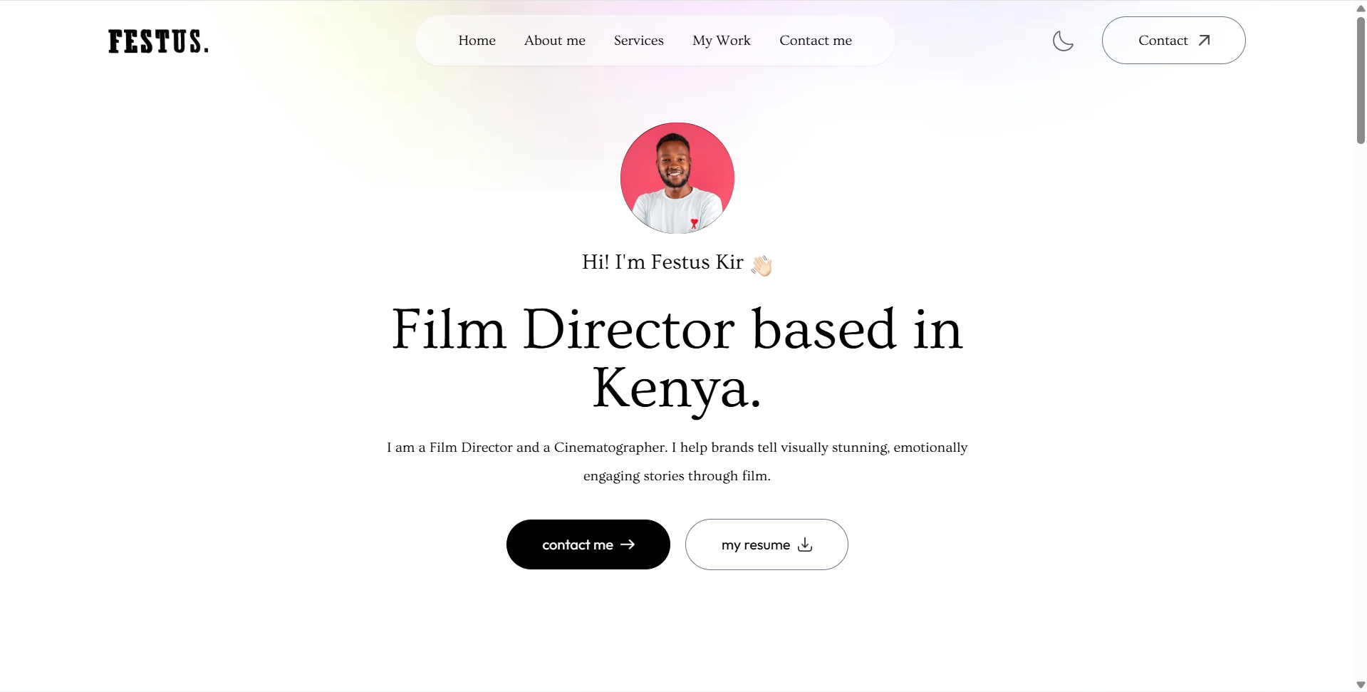 Festus Kirr portfolio website preview